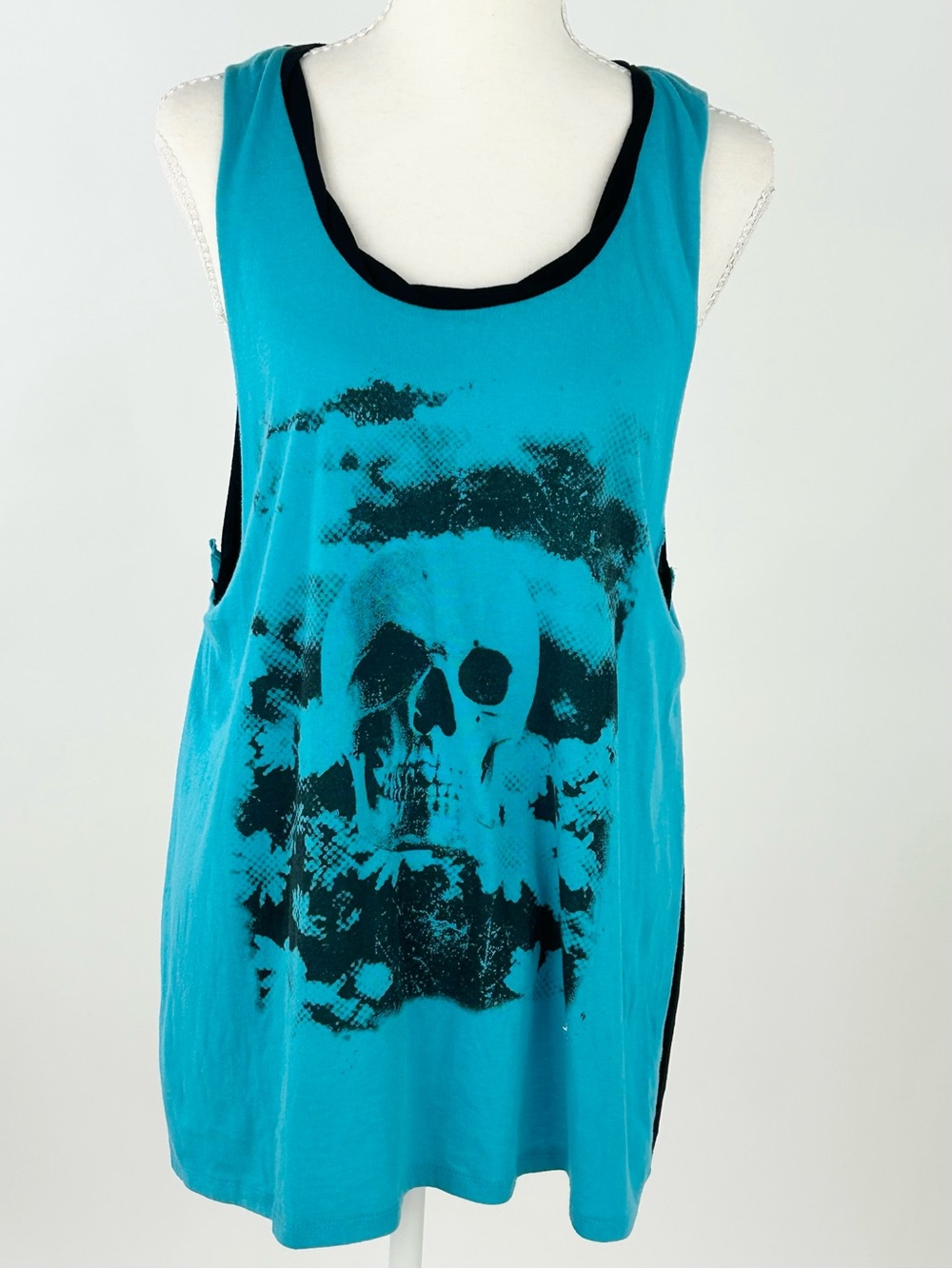 Metal Mulisha XL Skull Graphic Tank Top Blue Black Y2K Moto Punk Alt